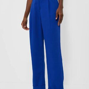 Tuckernuck Sapphire Blue Pleated Duncan Trouser High Rise Chic Womens Size M NWT